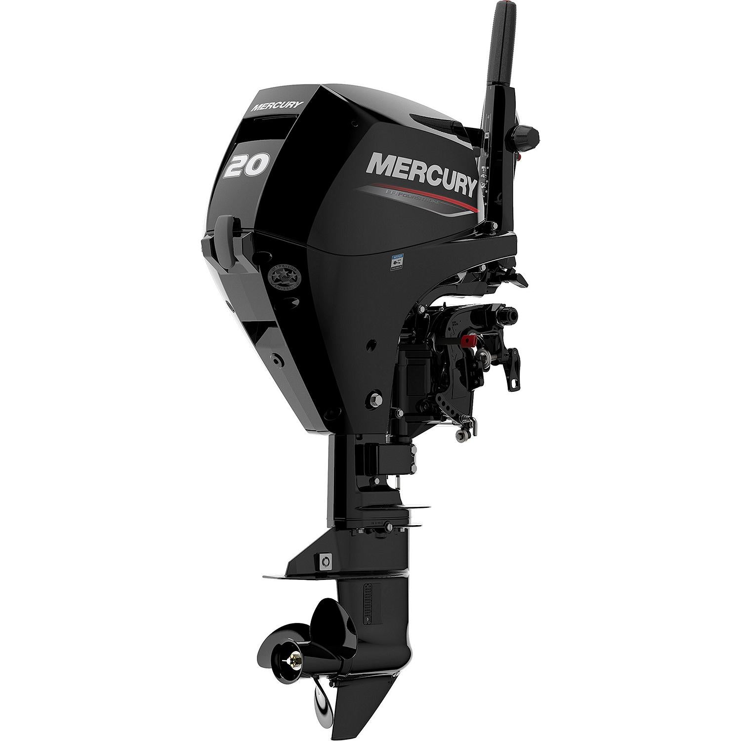 Mercury 20hp EFI Tiller FourStroke Outboard Motor - 20" Shaft, Power Tilt, Electric Start w/ Manual Backup