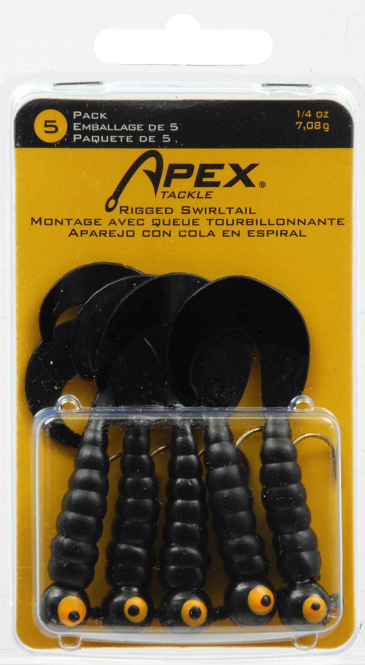Apex Rigged Grubs 1-4oz Black 5pk