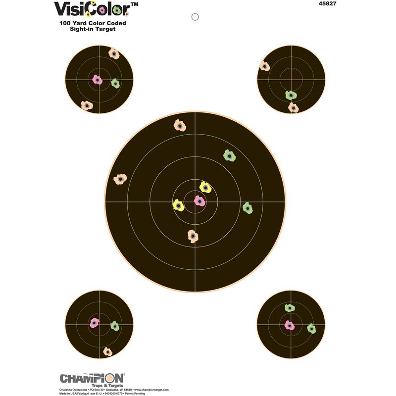 Champion Visicolor SightIn Target W4 Extra Bullseyes 13x18 10pk