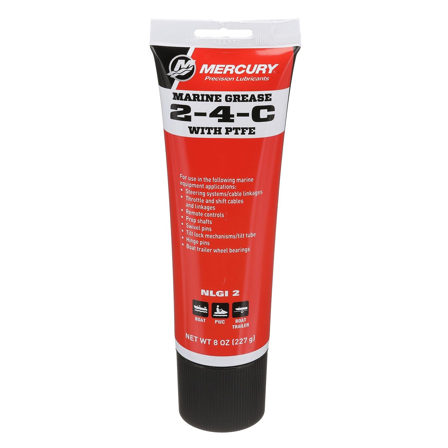 Mercury 802859A1 2-4-C Marine Grease with PTFE, Multi-Purpose Marine Lubricant, 8 oz Tube