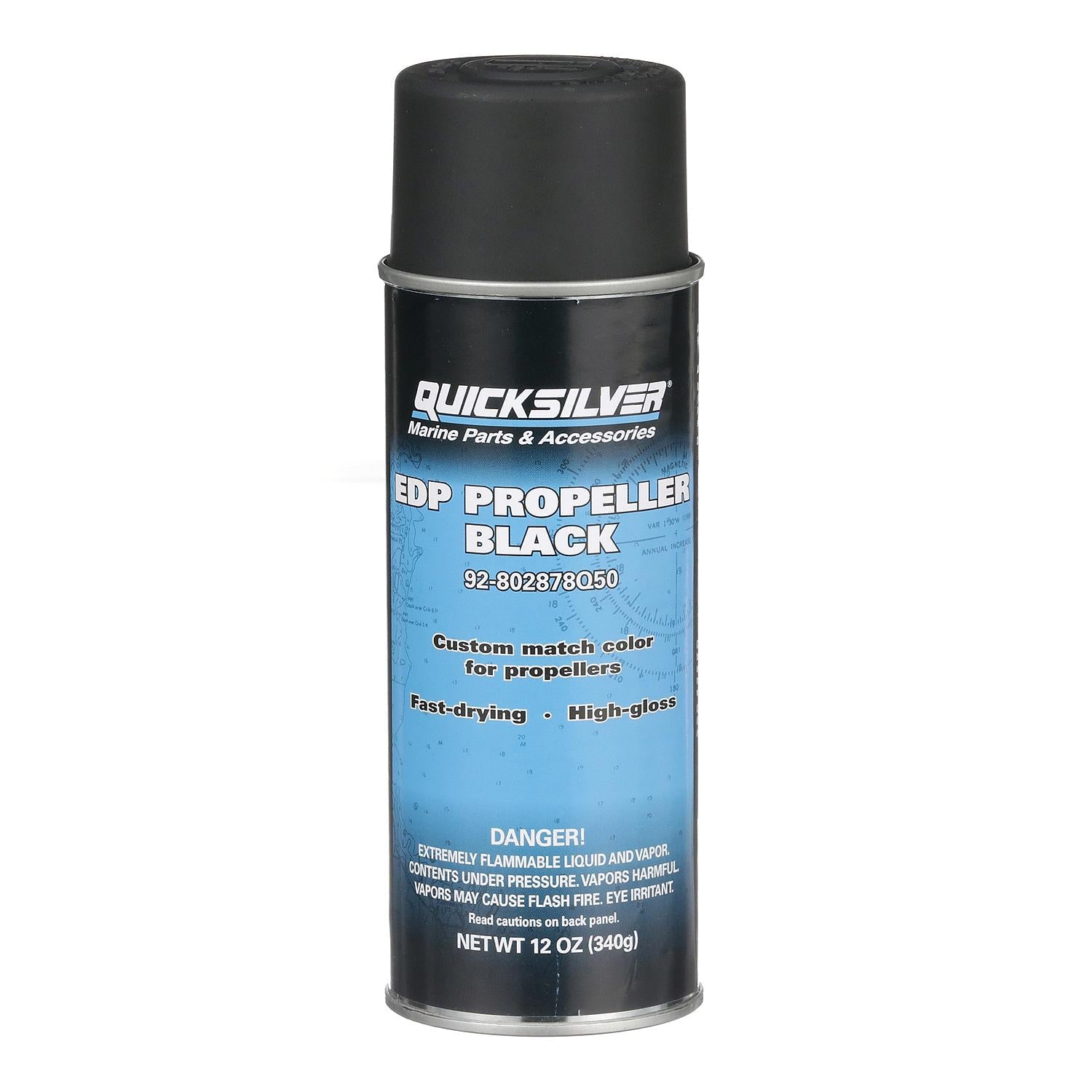 Quicksilver 8M0225558 EDP Propeller Black Satin Enamel Spray Paint, 12 oz Spray Can