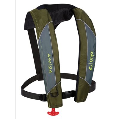 Onyx 132001-400-004-18 Auto-Manual Vest 24 Inflatable Life Jacket Green