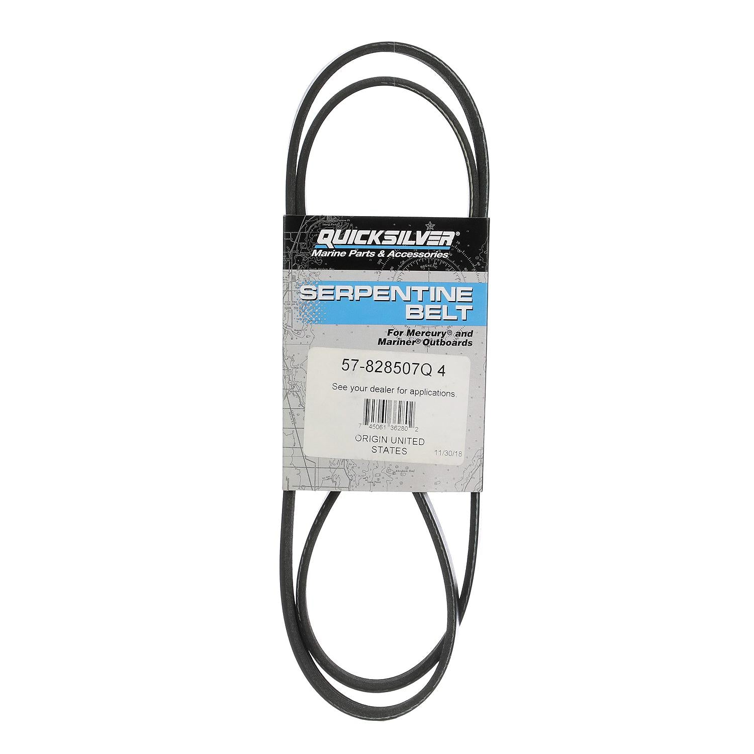 Quicksilver 828507Q4 Alternator Belt for Select Mercury OptiMax 2.5L V6 Outboards, Non-Pro Models