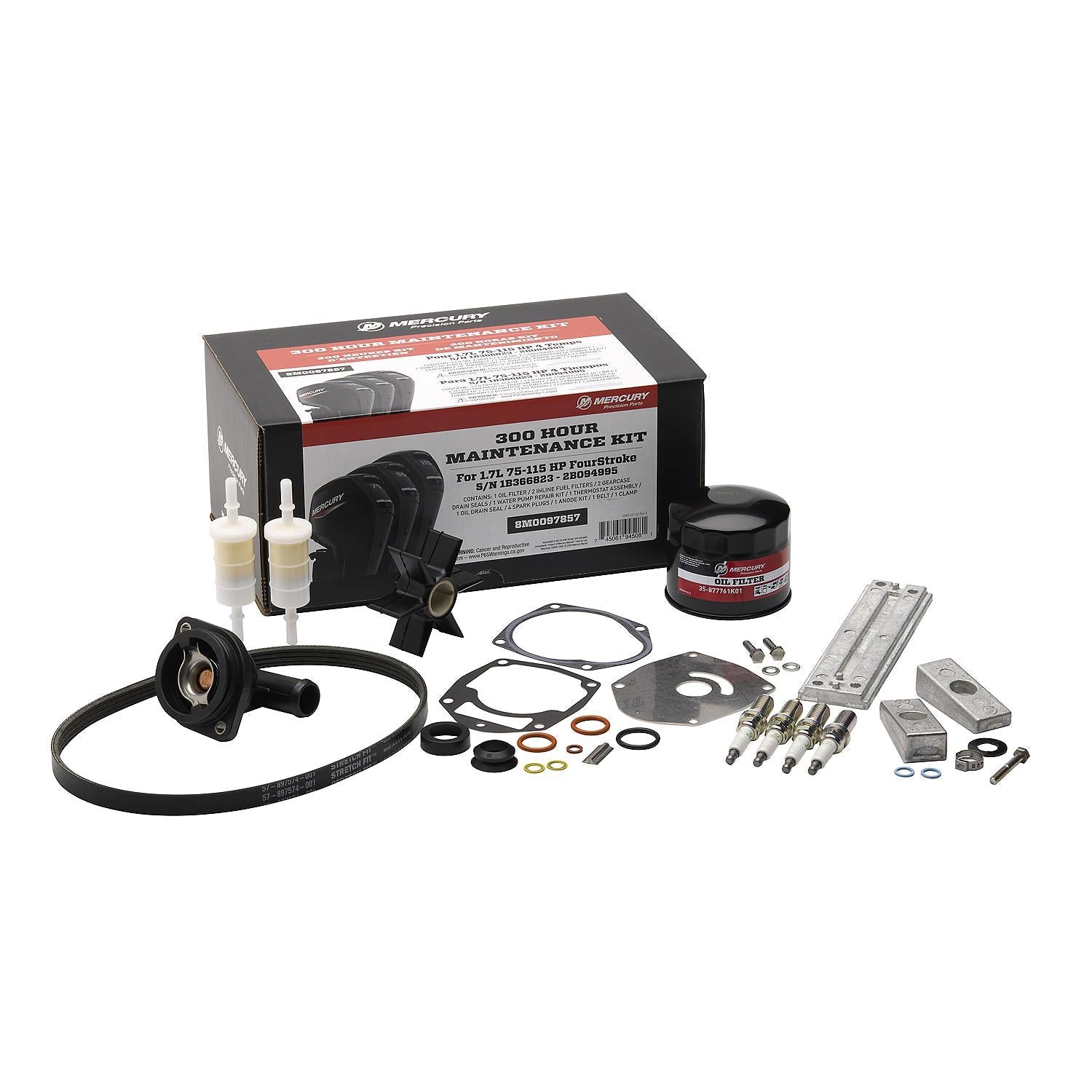 Mercury 8M0097857 1.7L 75-115hp FourStroke EFI 300 Hour Maintenance Kit