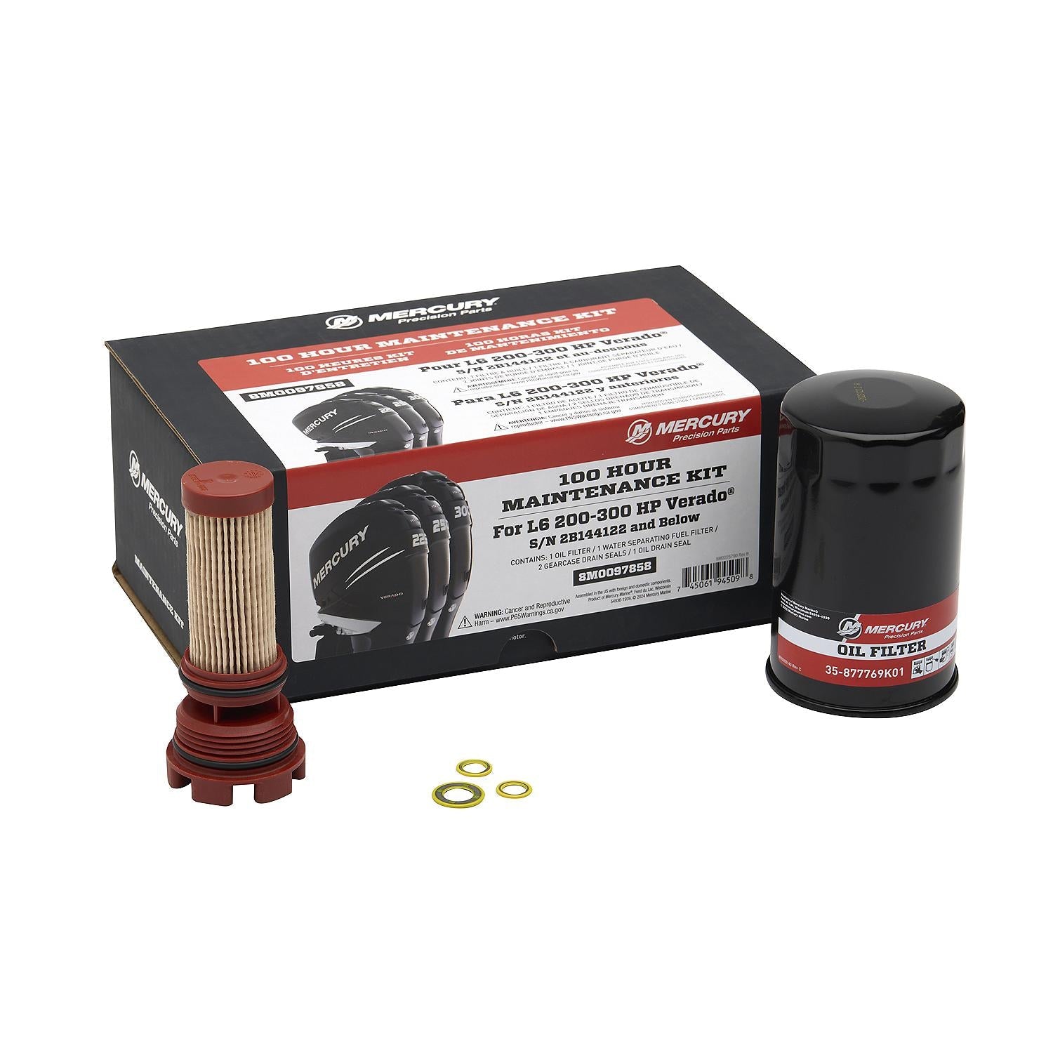 Mercury 8M0097858 L6 200-300hp Verado 100 Hour Maintenance Kit