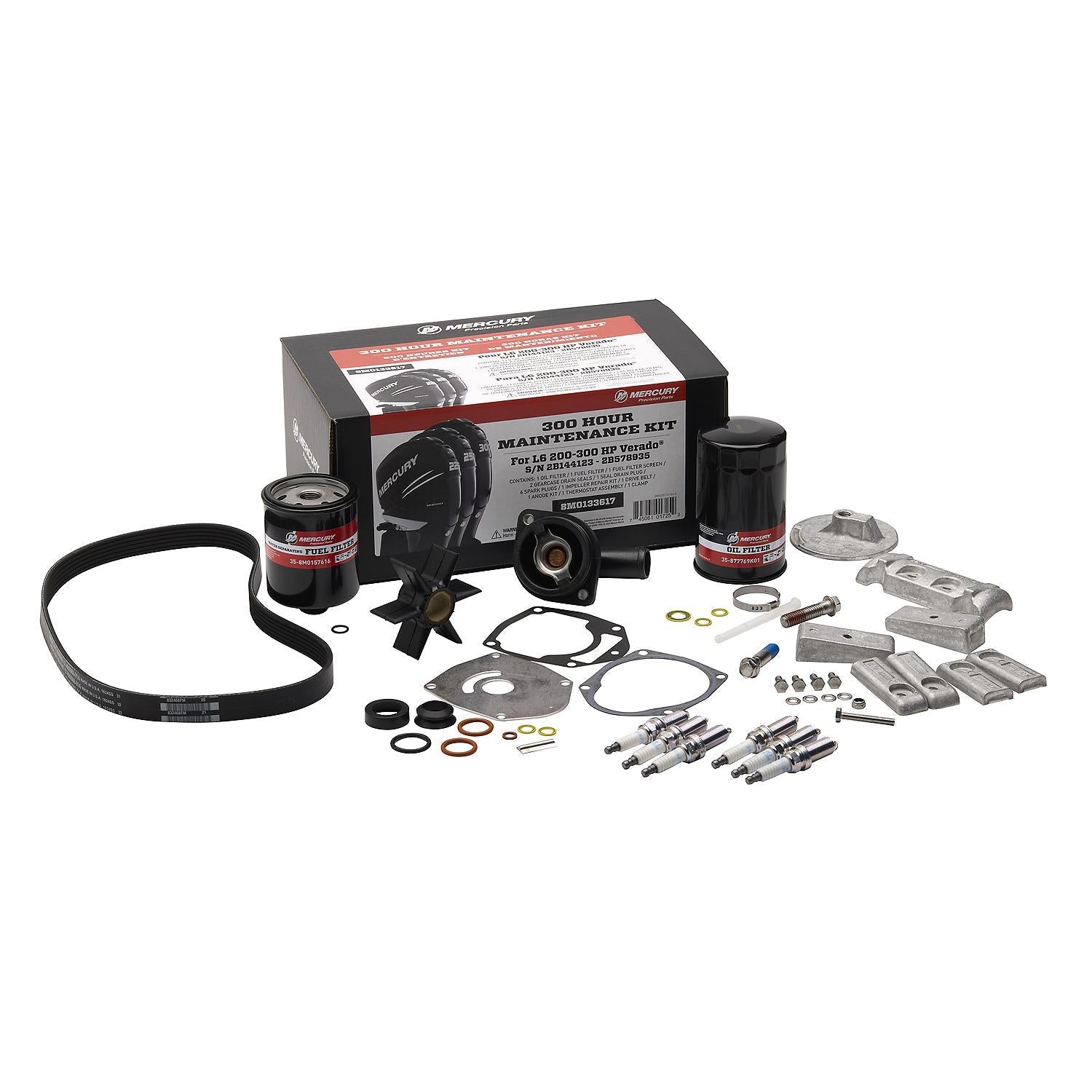 Mercury 8M0133617 L6 200-300hp Verado EFI 300 Hour Maintenance Kit with Anodes