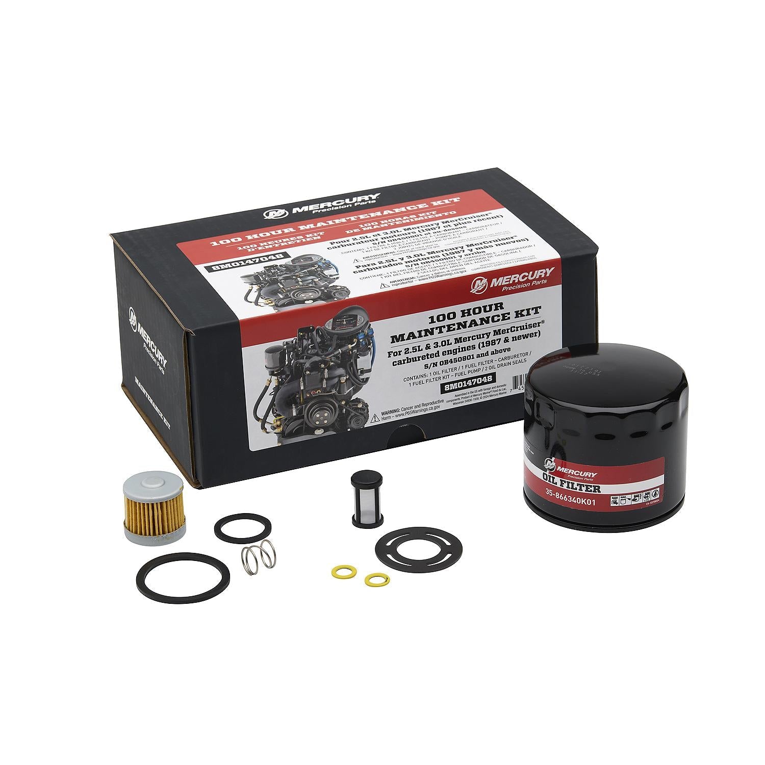 Mercury 8M0147048 MerCruiser 2.5L and 3.0L Sterndrive Engine 100 Hour Maintenance Kit