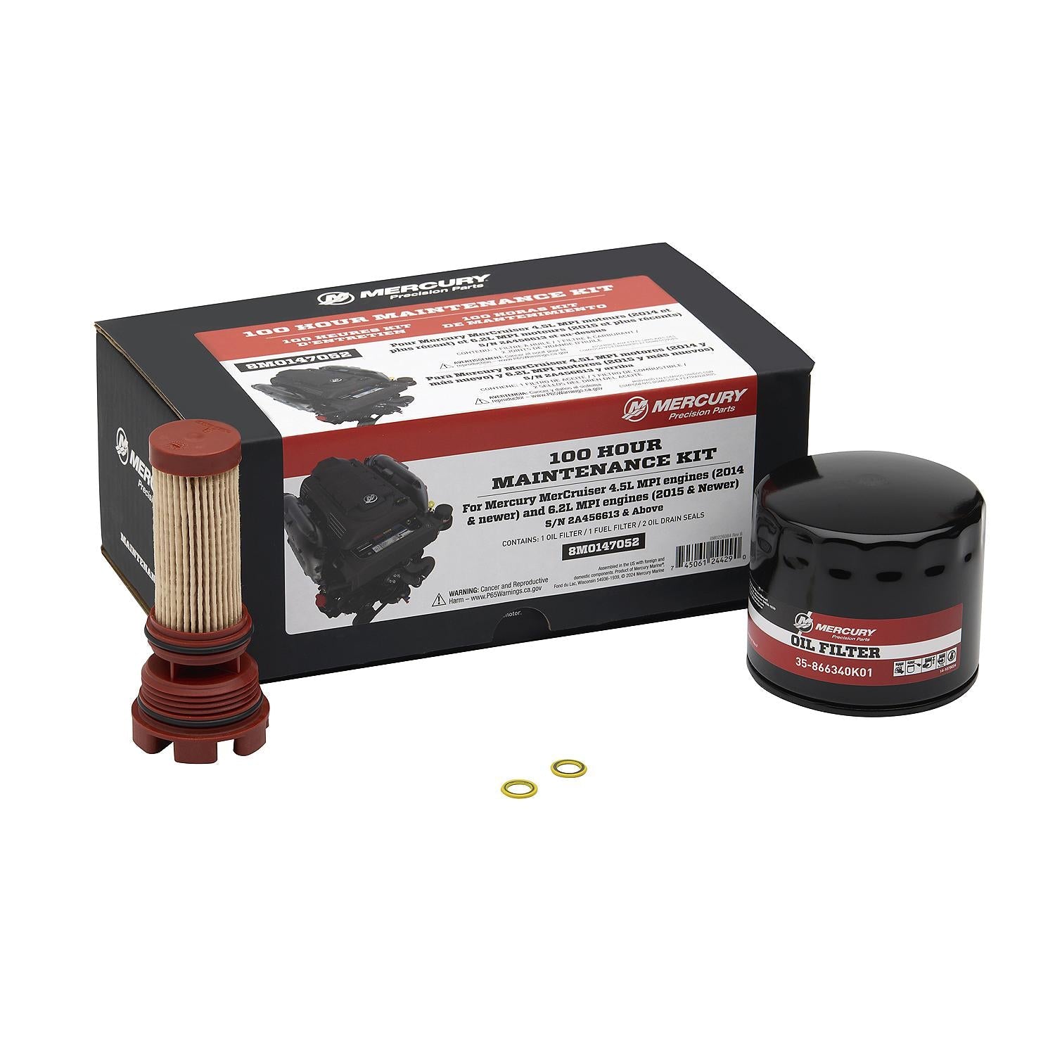 Mercury 8M0147052 MerCruiser 4.5L V6 and 6.2L V8 Sterndrive and Inboard Engine 100 Hour Maintenance Kit