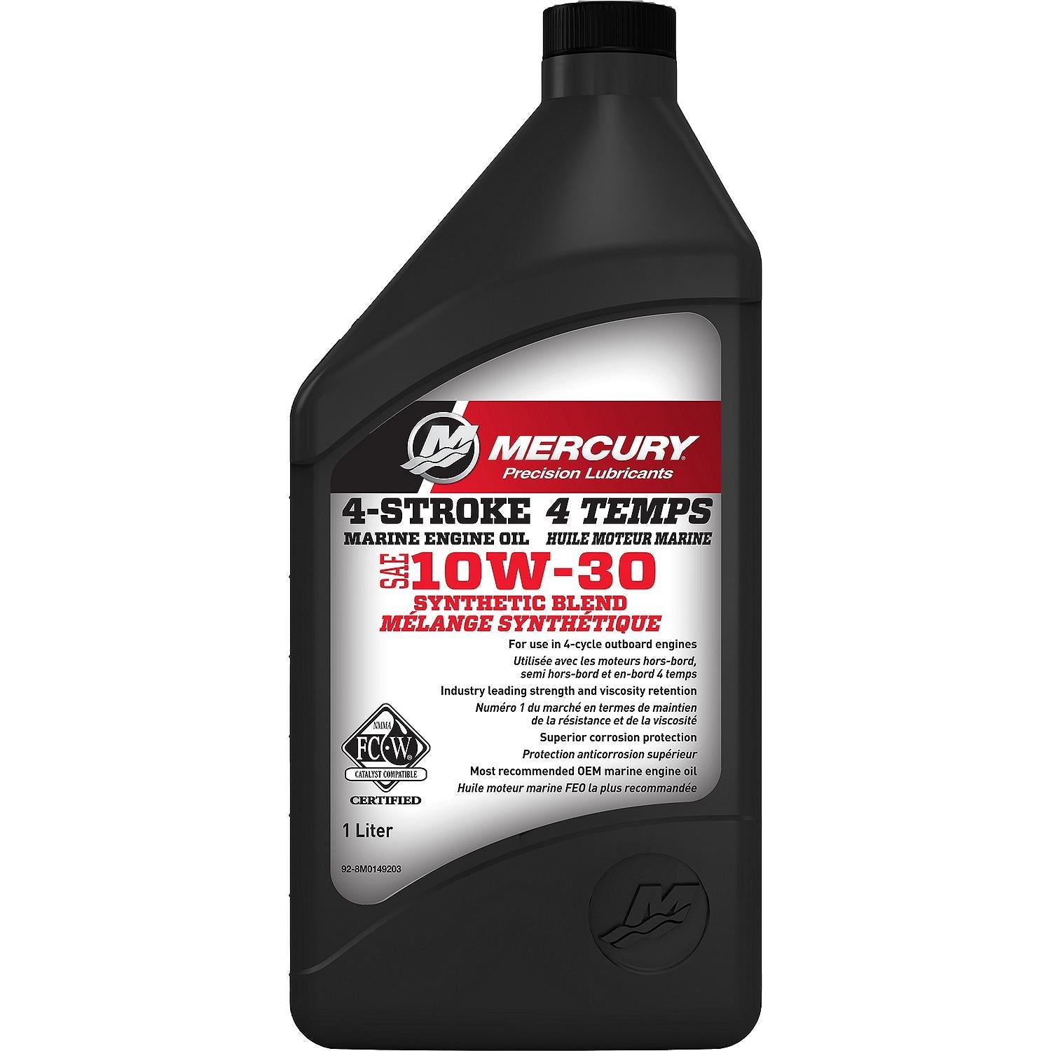 Mercury 10W-30 4-Stroke Synthetic Blend Marine Engine Oil, 1 Quart