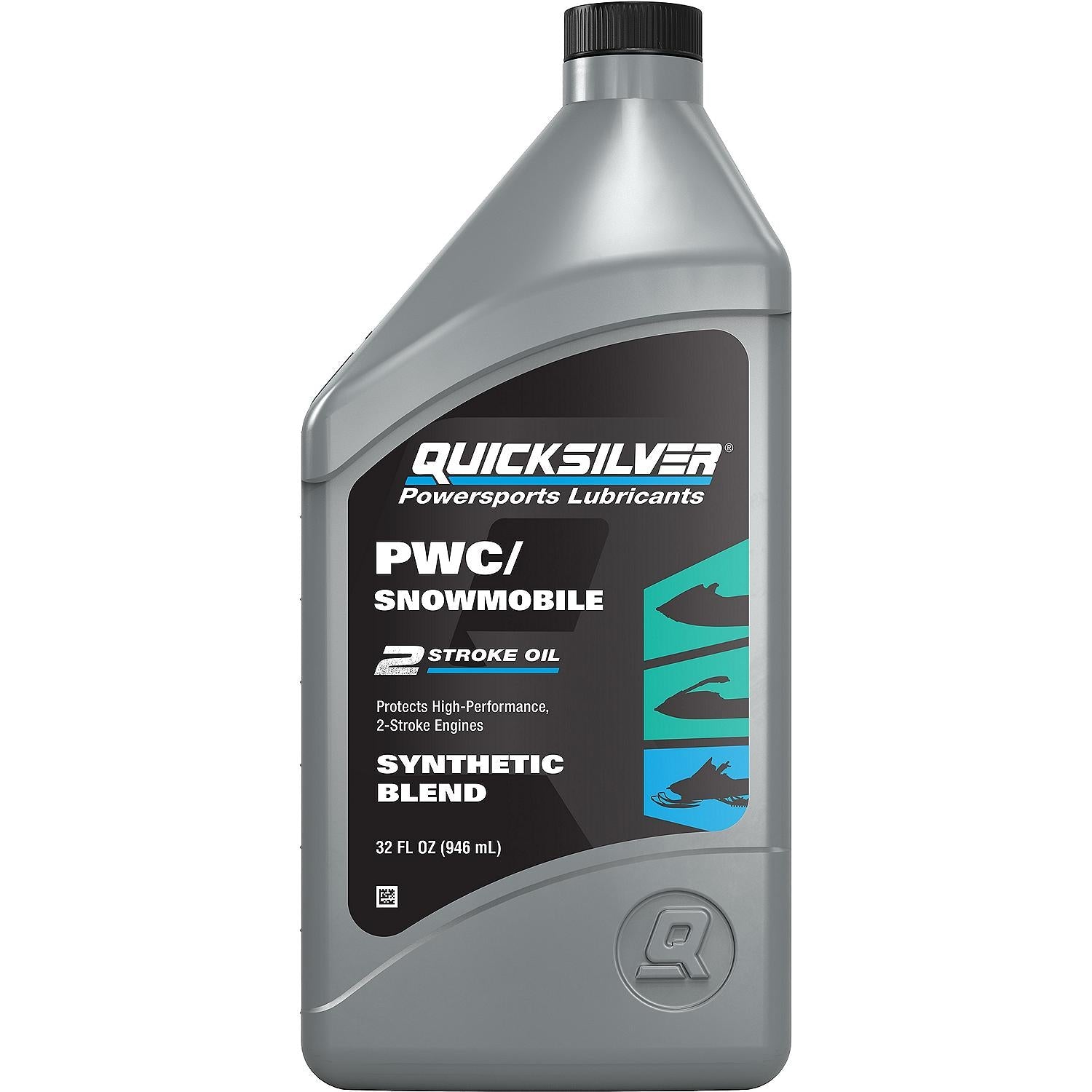 Quicksilver 2-Stroke PWC/Snowmobile Engine Oil, Premium Synthetic Blend, 1 Quart