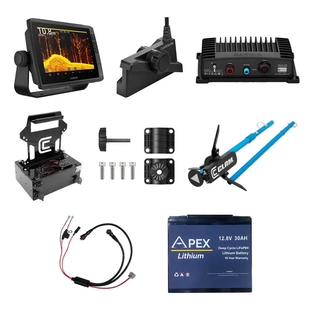 Garmin Livescope 10" Ice Bundle with Clam Shuttle and Pole