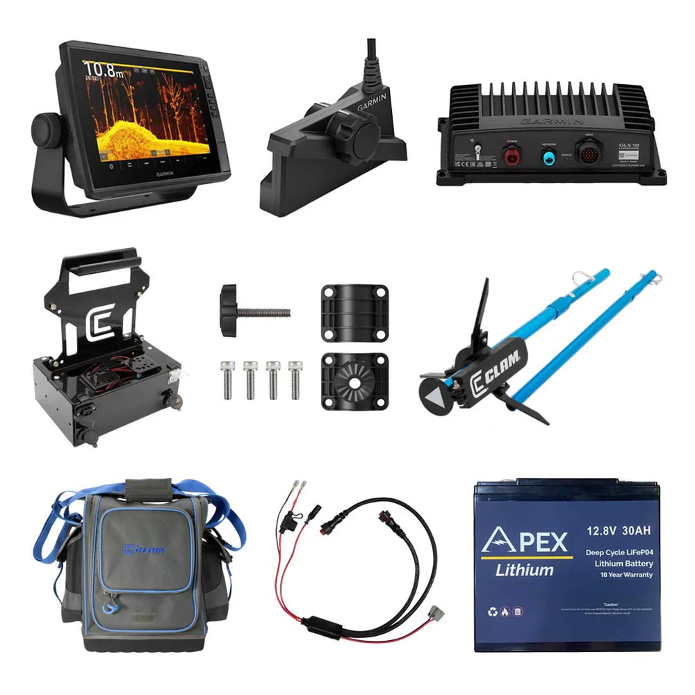 Garmin Livescope 10" Ice Bundle with Clam Shuttle, Bag & Pole