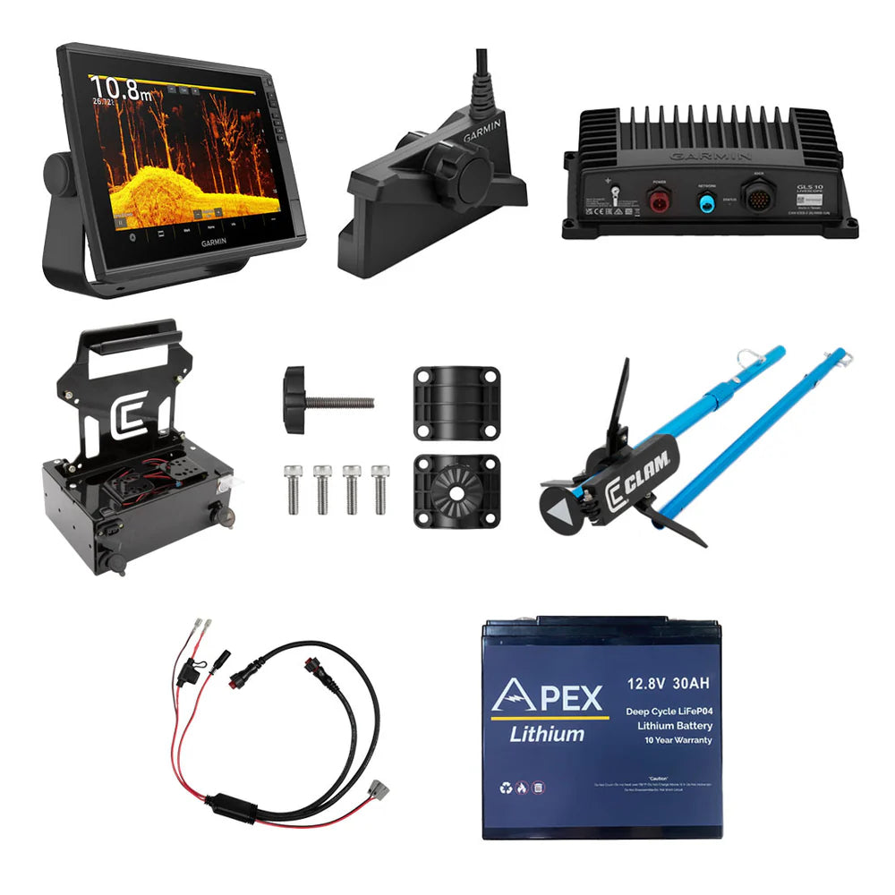 Garmin Livescope 12" Ice Bundle with Clam Shuttle and Pole