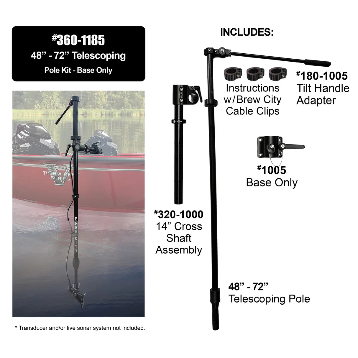 Brew City 48" - 72" Telescoping Pole Kit with Base Only