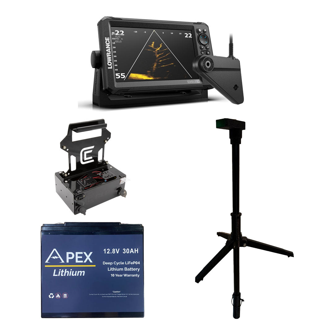Lowrance Eagle Eye 9" Deluxe Ice Bundle with Clam Shuttle and Lamour Pole