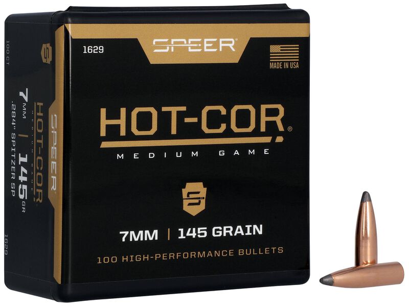 Speer Hot-Cor .284 145 grain rifle bullets, 100 count