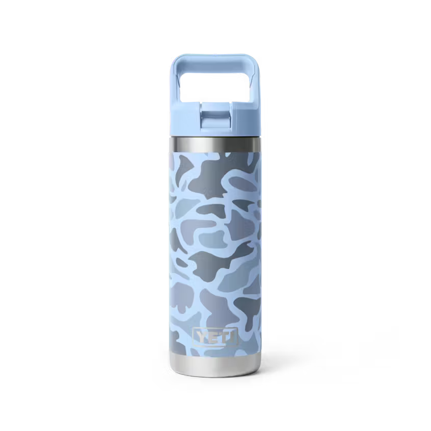 YETI Rambler 532 ml Water Bottle with Colour-Matched Straw Cap Blue Camo