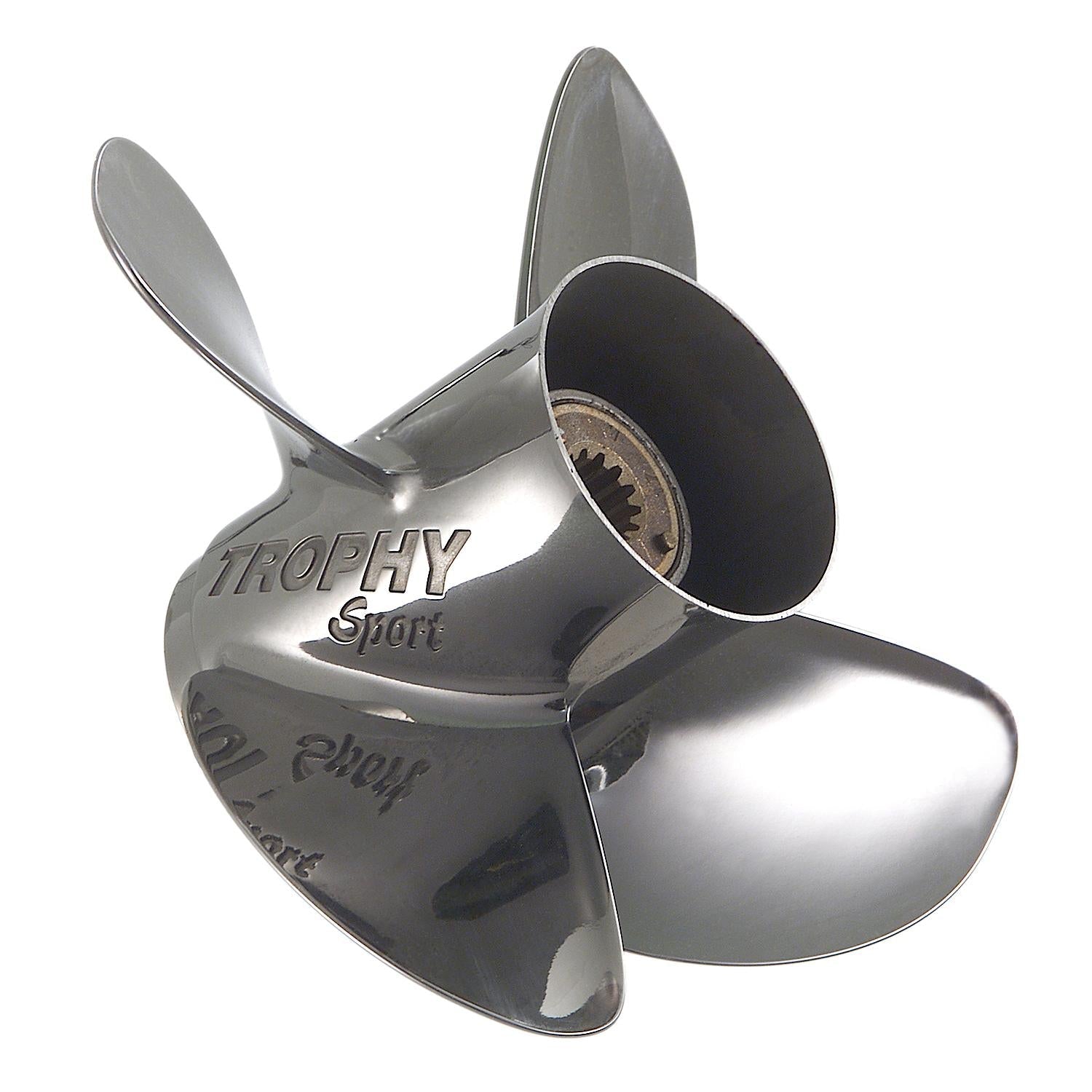 Mercury Trophy Sport 4-Blade Stainless Steel Propeller, 10.625” Diameter x 12” Pitch, Right Hand Rotation