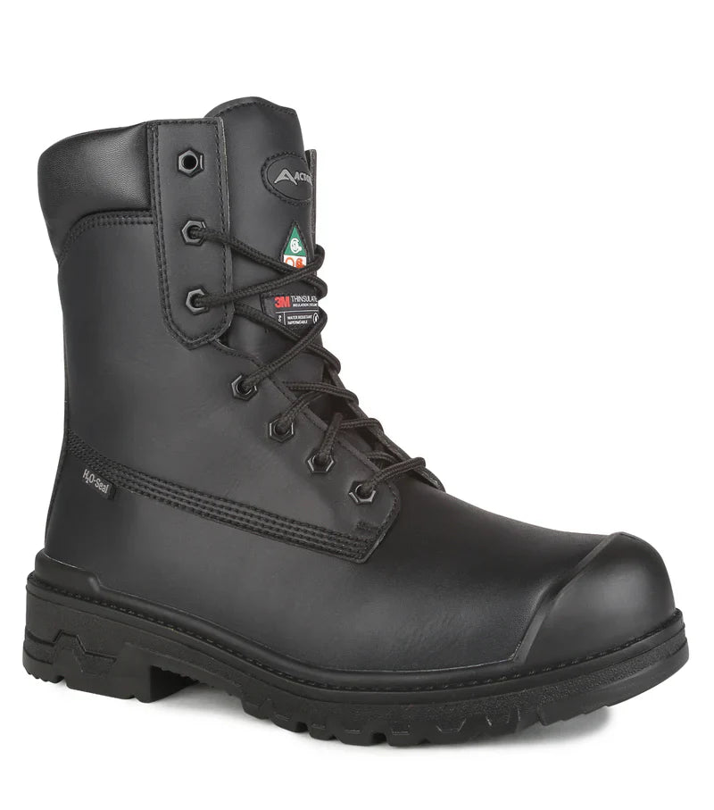 Acton Prospect, Black 8'' Vegan CSA Work Boots, Microfiber & Chemtech