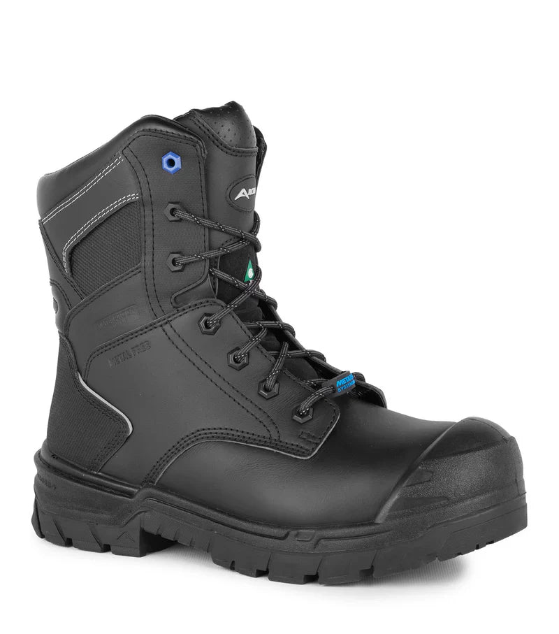 Acton Driller Driller Black 8'' Waterproof Work Boots, with Flexible Metguard