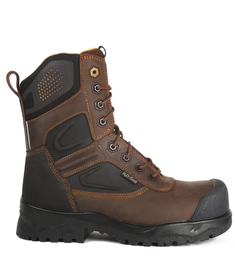 Acton Thor Brown 8" Leather Work Boots with Slip Resisting Outsole