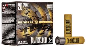 FEDERAL PREMIUM BLACK CLOUD STEEL 20 GAUGE 3" 1 OZ 25 RDS