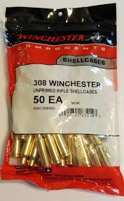 WINCHESTER .308 WIN UNPRIMED RIFLE SHELLCASES 50 PK