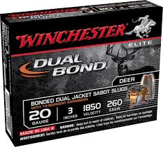 WINCHESTER DUAL BOND JACKET SABOT SLUGS 20 GA 2 3" 260 GR 5 PK