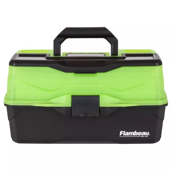 Flambeau 3-Tray Tackle Box Frost Green Black with Flip-top lid accessory compartment
