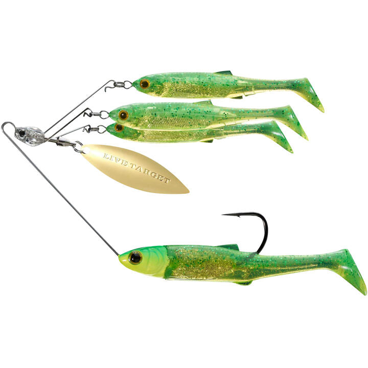 Livetarget Baitball Spinner Rig, Medium, 4/0 Hook, 3/8 OZ, Green Pumpkinseed/Silver