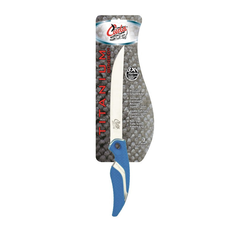 Cuda 7" Titanium Bonded 4116 Corrosion Resistant Stainless Steel Wide Filet Knife