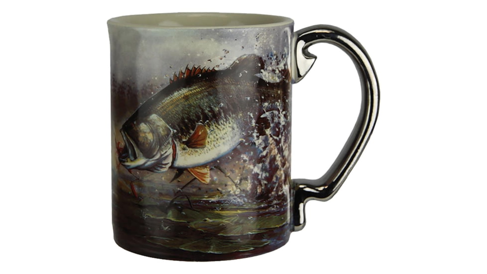 Rivers Edge Ceramic Mug 3D 15 oz Bass Scene