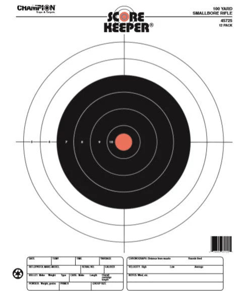 Primos Score Keeper® Fluorescent Orange & Black Bull Targets - 50' Pistol Slow Fire 12 Pack