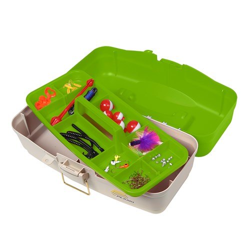 PLANO 500010 Ready Set Fish on-Tray Tackle Box - Green/Tan