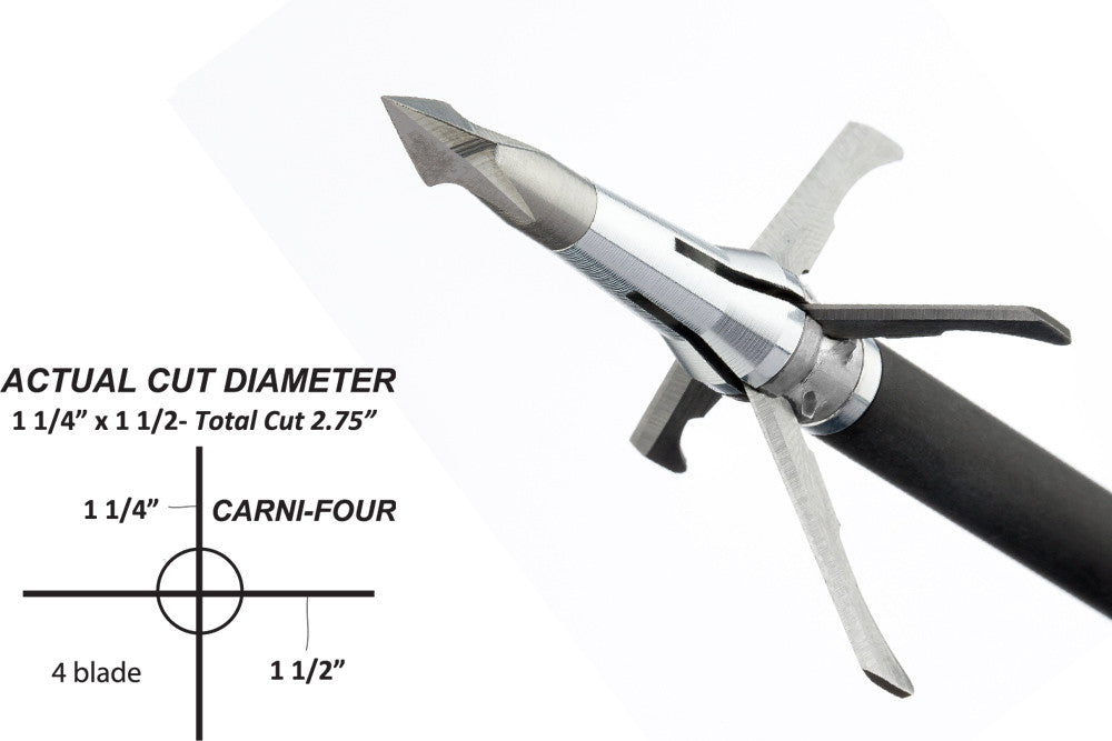 Grim Reaper Pro Series Mechanical Broadheads - Carni-Four 100 gr 4-Blade (1 1/2" & 1 1/4") - #1641