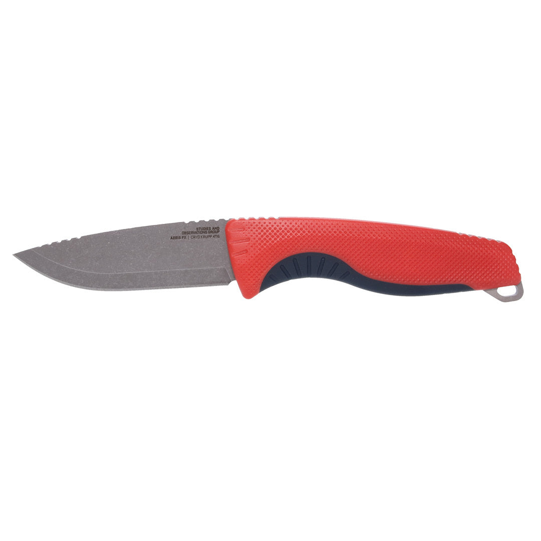 SOG Aegis FX Fixed Blade Knife, Rescue Red + Indigo