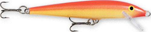 Rapala F13GFR Original Floating Lure, 5 1/4, 1/4 oz, Gold Fluorescent Red, Floating