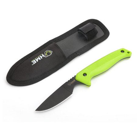 HME HMEKNFBCK Fixed Blade 2.5 420HC Stainless Steel Black Oxide Caper Thermoplastic Rubber Green