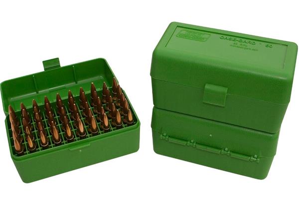AMMO BOX 50 ROUND FLIP-TOP 243, 308 WIN, 220 SWIFT GREEN