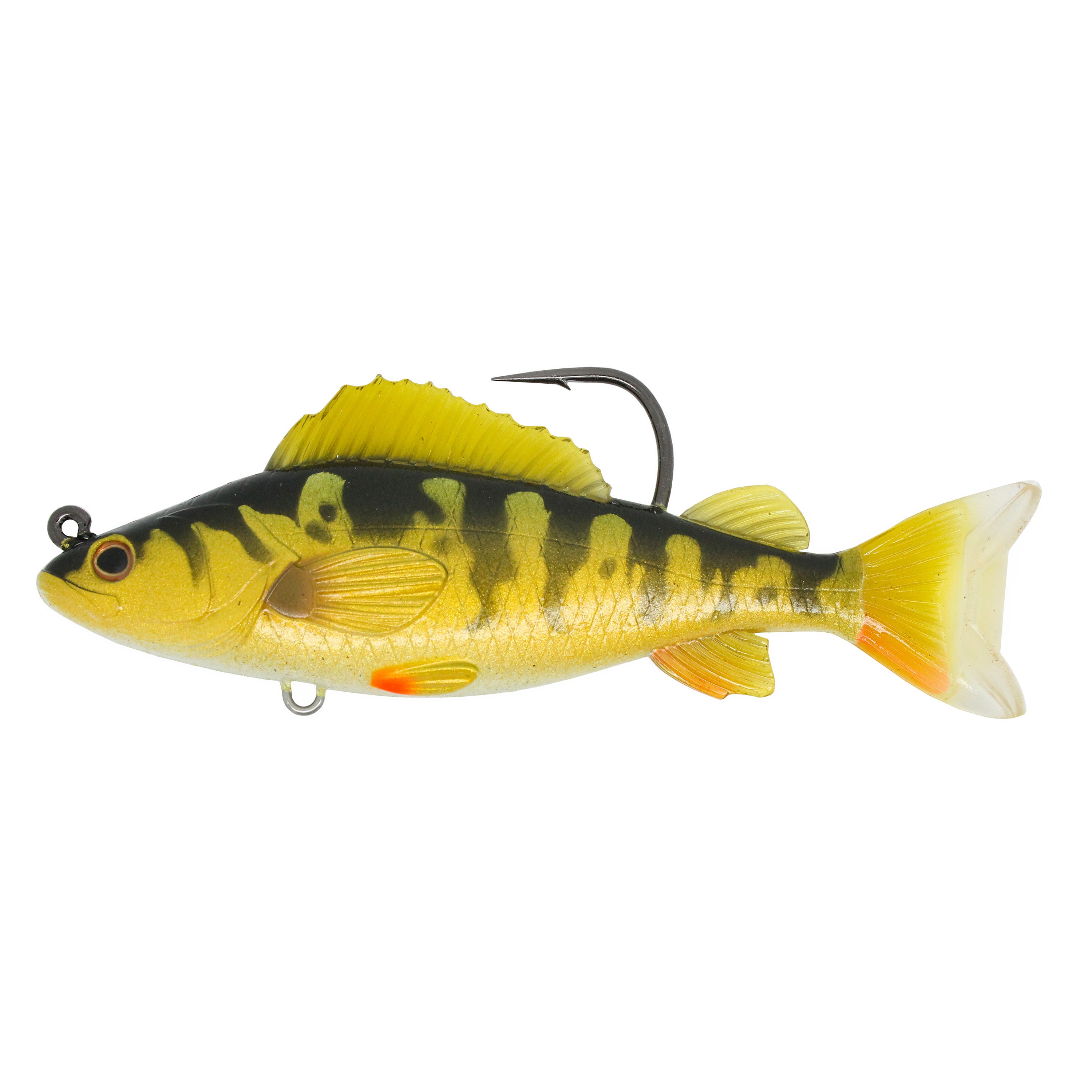 LiveTarget  Yellow Perch Swimbait, 4-1/2, 7/0 Hook, 3/4 oz Gold/Olive, Medium Slow Sinking