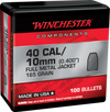 Winchester 40 Cal 165gr Full Metal Jacket Truncated Cone Component Bullets - 100 Count