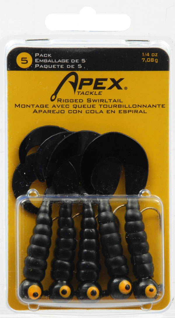 Apex  Rigged Grubs 1-4oz Black 5pk