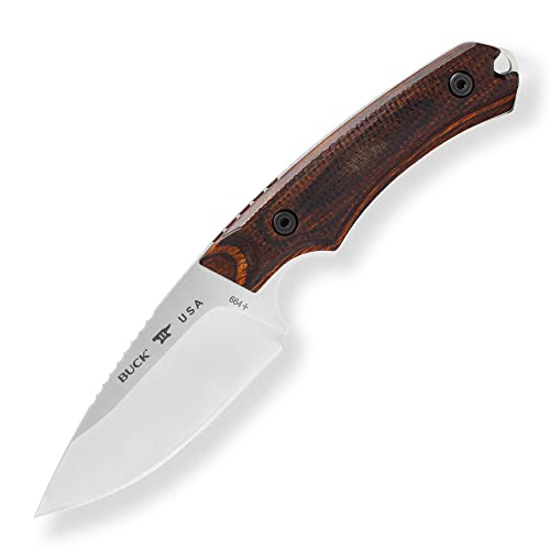 Buck 664 Alpha Hunter Fixed Blade Knife 3.625" S35VN Satin Drop Point, Walnut Dymalux Handles, Leather Shea