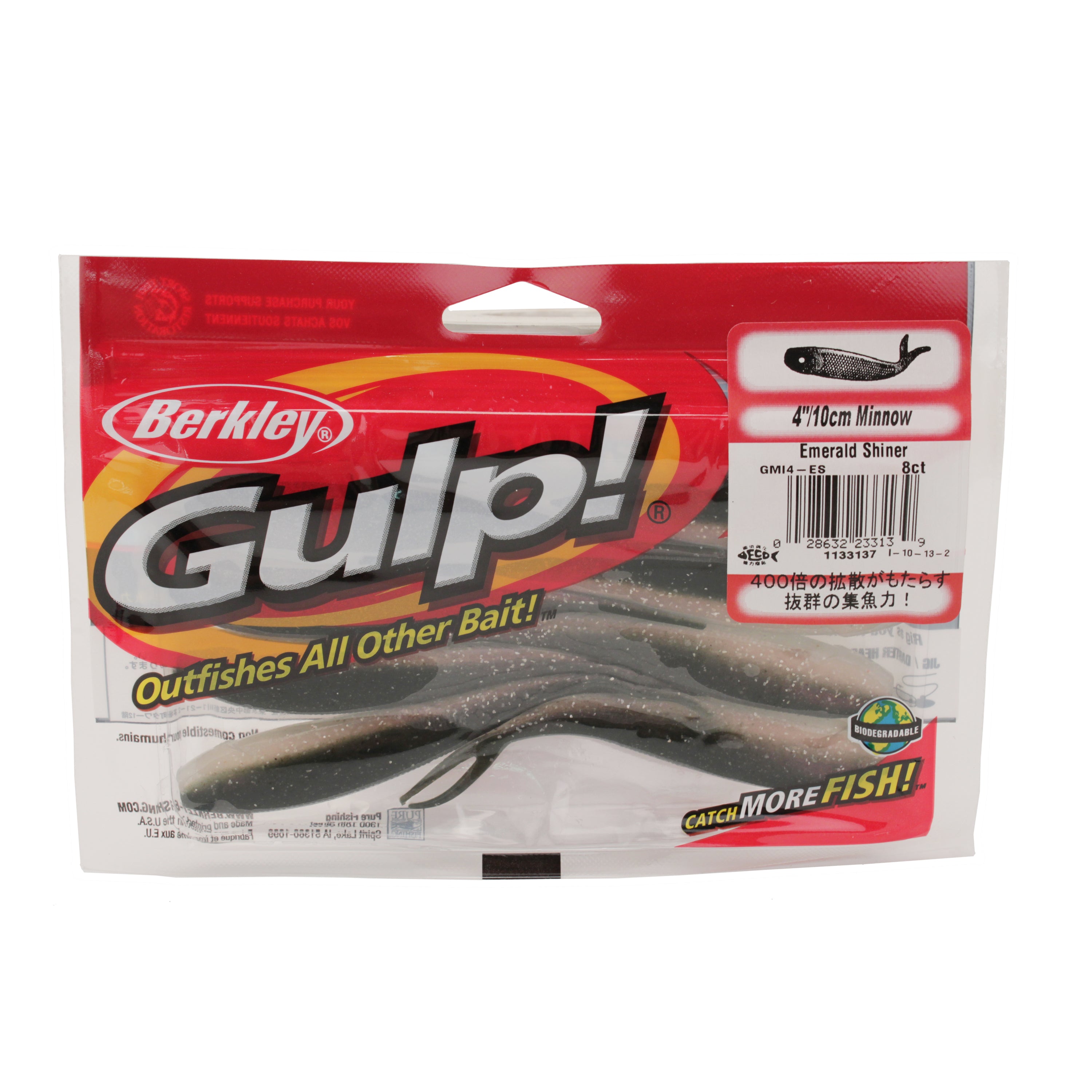 Berkley  Gulp Minnow, 4 8Pk, Emerald Shiner
