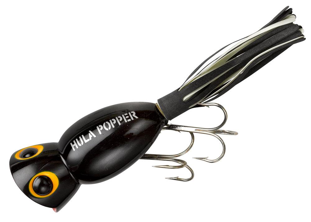 Arbogast  Hula Popper Topwater Popper- 2-- 3-8 oz- Black Floating