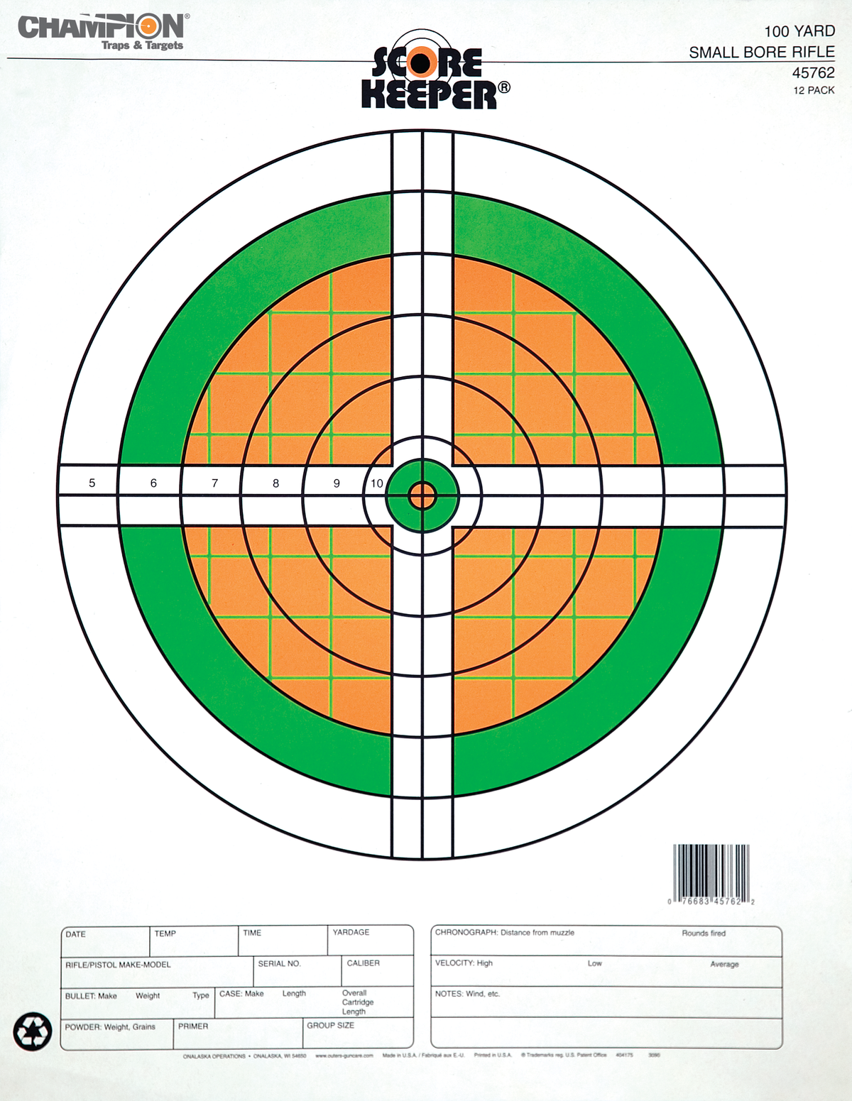 Primos Score Keeper® Fluorescent Orange & Green Bull Targets - 100 yd. Rifle Sight-In / 12