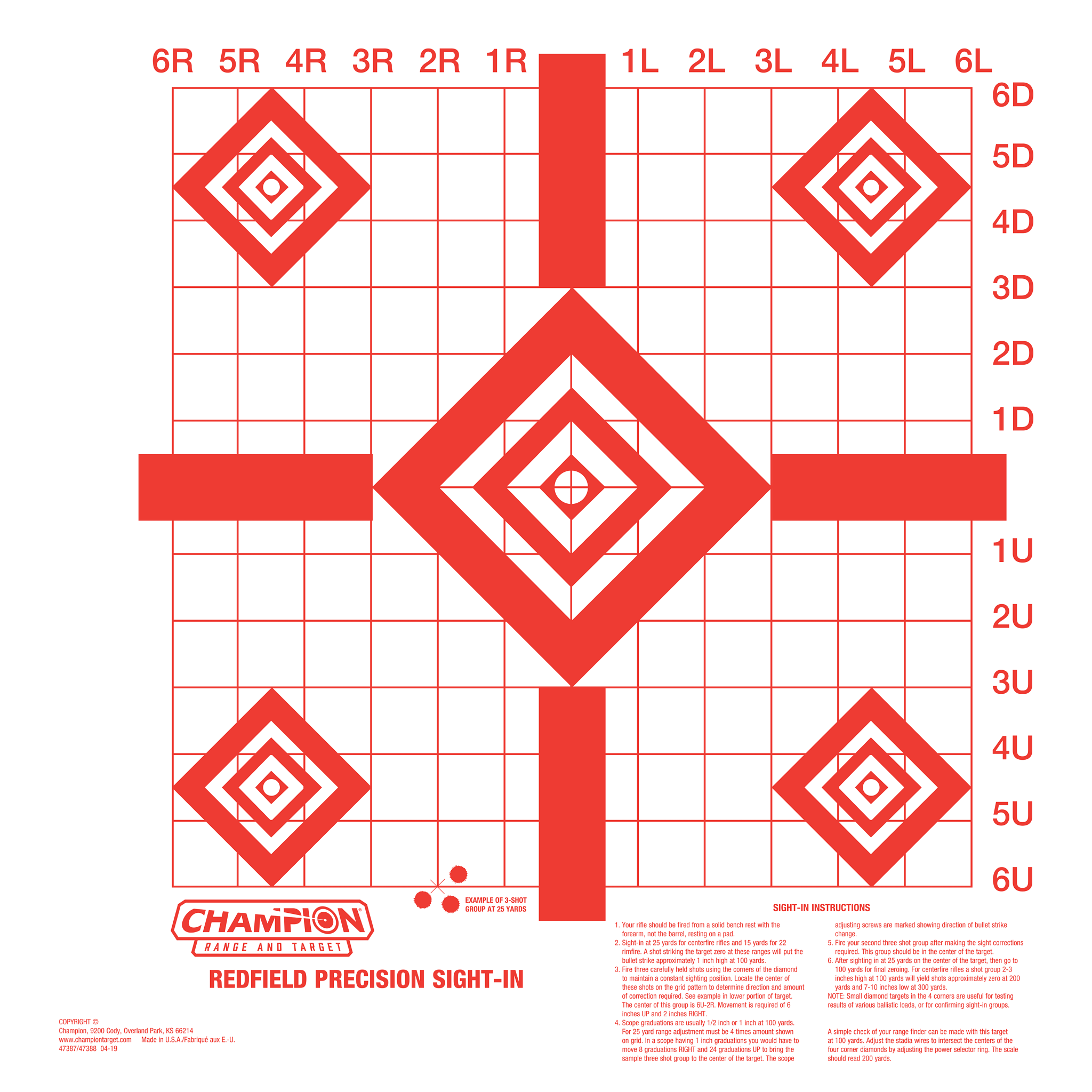 Primos Redfield Sight-In Targets - Red Field Sight-In/100 pk