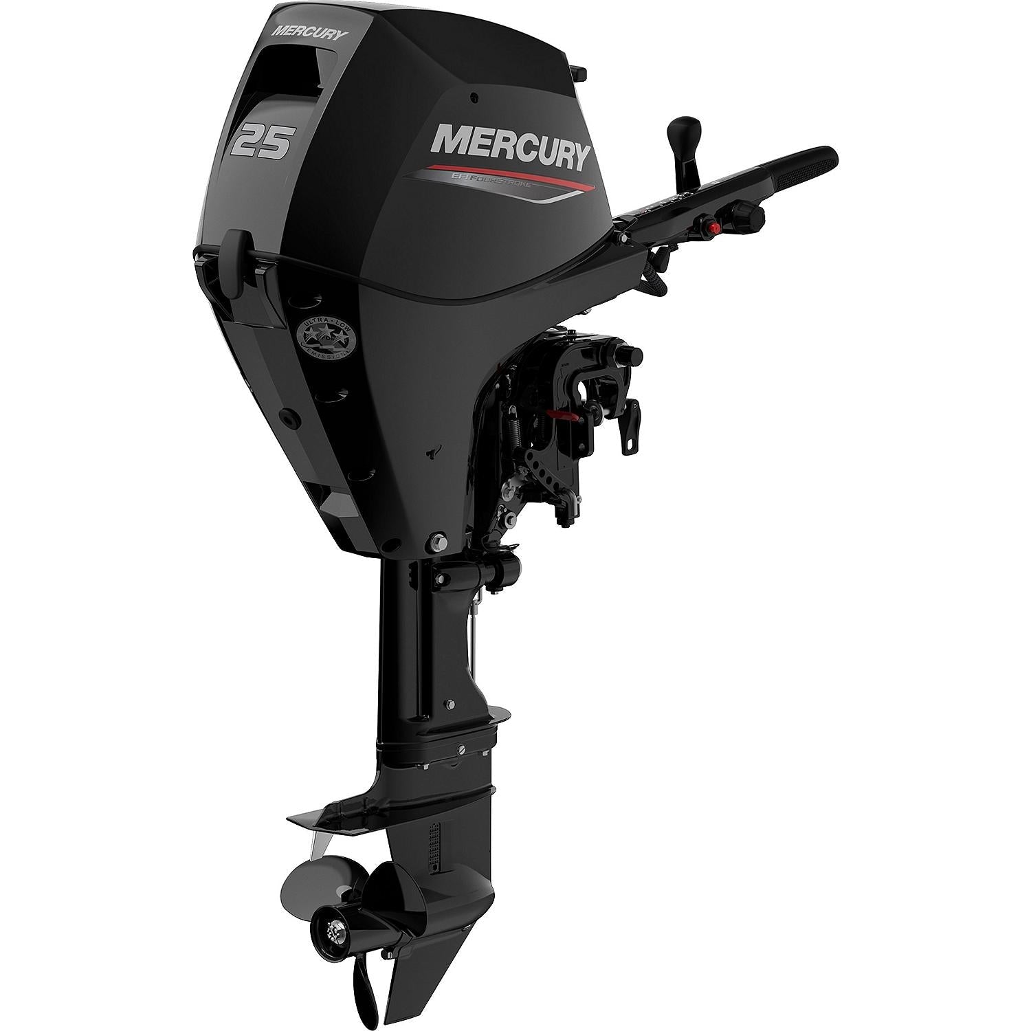 Mercury 25hp EFI Tiller FourStroke Outboard Motor - 20" Shaft, Manual Tilt/Trim, Electric Start