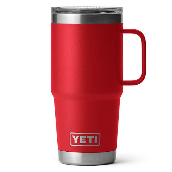 yeti rambler 20oz red travel mug with handle