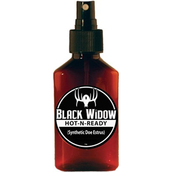 Black Widow Deer Lures Hot-N-Ready Synthetic Doe Estrus Doe In Heat Scent 3 Fluid Ounce